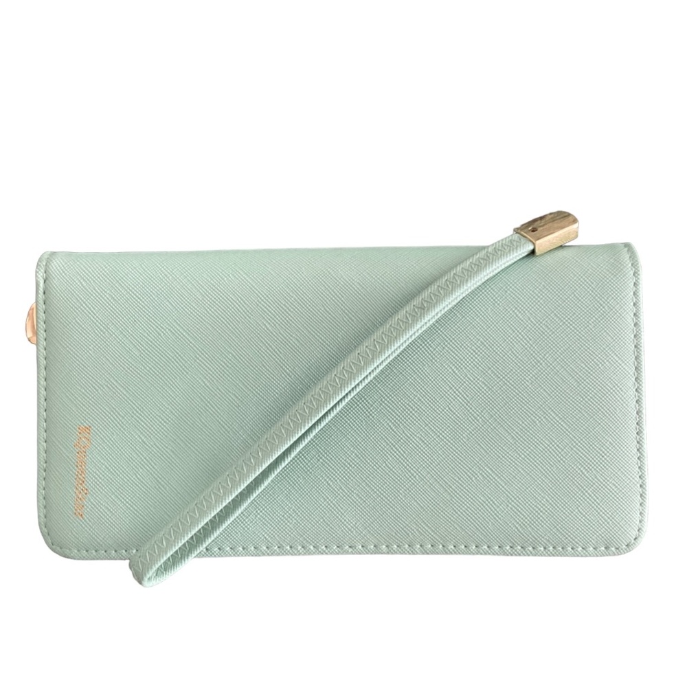KQUEENSTAR Wallet/Wristlet Strap Mint Green/Soft Blush Gold Fabric Linin…
